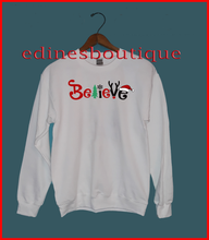 Load image into Gallery viewer, Believe - Women&#39;s Holiday Sweatshirt